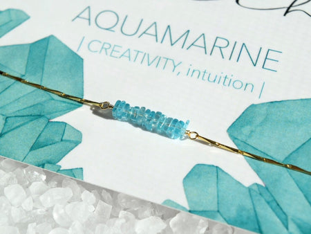 Aquamarine Bar Necklace - March