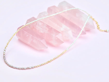 Heishi Birthstone Bar Necklace - October Opal