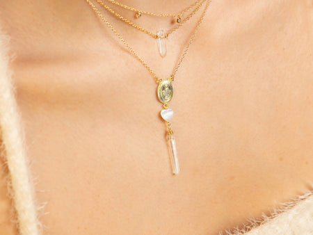 Heishi Birthstone Bar Necklace - May