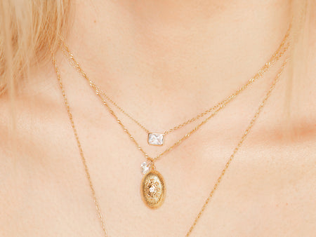 Heishi Birthstone Bar Necklace - October Opal