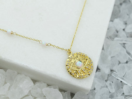 Opal Crescent Necklace - October