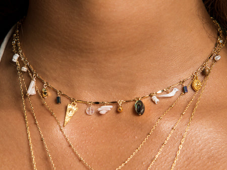 Opal Crescent Necklace - October