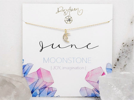 Moonstone Bar Necklace - June