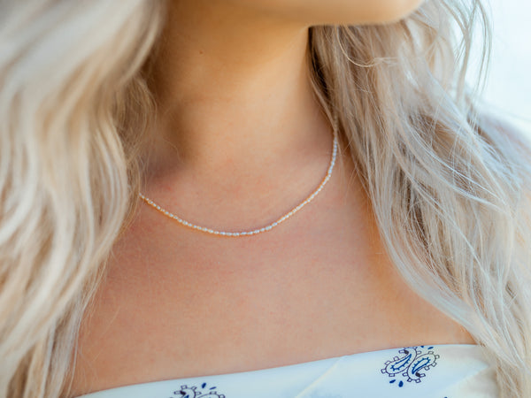 Eloise Freshwater Pearl Necklace- Peach Sherbet